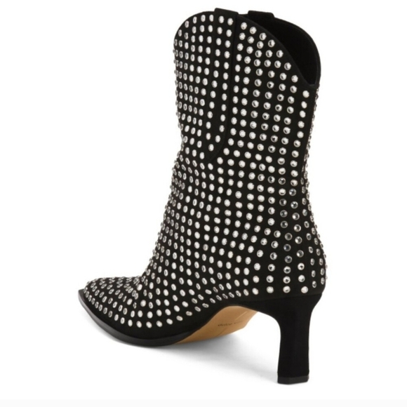 🔹️DOLCE VITA🔹️ Black Crystal Anzel Crystal Embellished Western Booties Size 6 - Picture 2 of 4